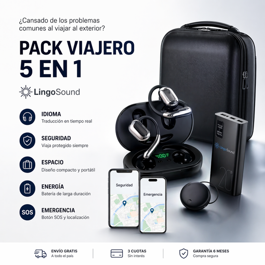 Pack Viajero 5 en 1 con Auricular Traductor Gratis