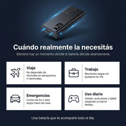 Power Bank LingoSound 20.000 mAh - Bateía Externa Portátil Carga Rápida