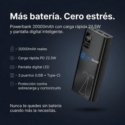 Power Bank LingoSound 20.000 mAh - Bateía Externa Portátil Carga Rápida